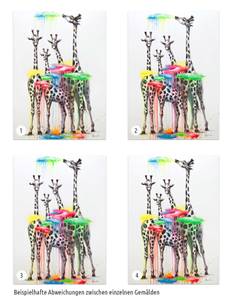 Acrylbild handgemalt Fabulous Giraffes Weiß - Massivholz - Textil - 70 x 100 x 4 cm