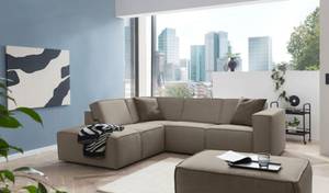 Ecksofa DOHA Grau - Ecke davorstehend links - Ottomane davorstehend links