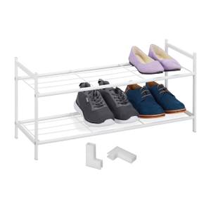 Étagère à chaussures empilable 2 niveaux Blanc - Métal - Matière plastique - 70 x 34 x 26 cm