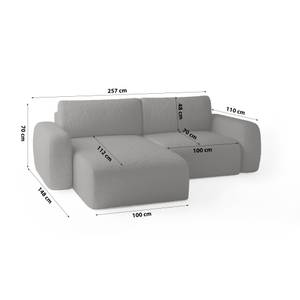 Ecksofa Eckcouch Sassari mini Sofa Grau - 148 x 257 cm