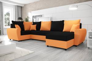 Ecksofa FION-LONG Schwarz - Orange - Ecke davorstehend links