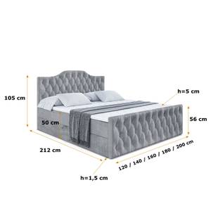 Boxspringbett VILA-1-Z Hellgrau - Breite: 120 cm - H4