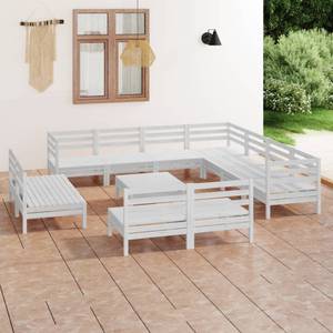 Garten-Lounge-Set Weiß - Massivholz - Holzart/Dekor - 64 x 29 x 64 cm