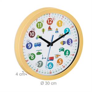 Horloge murale pour petits conducteurs Noir - Marron - Blanc - Métal - Matière plastique - 30 x 30 x 4 cm