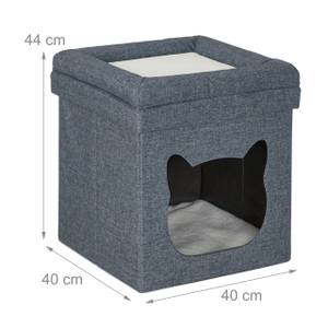 Grotte pour chat en gris foncé Noir - Gris - Blanc - Bois manufacturé - Matière plastique - Textile - 40 x 44 x 40 cm