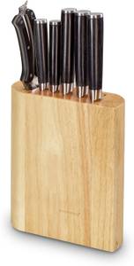 Damastmesser Set inkl. Messerblock 7-tlg Schwarz - Braun - Silber - Holzwerkstoff - Metall - 7 x 22 x 20 cm