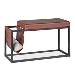 Sitzbank mit Seitentasche Schwarz - Braun - Holzwerkstoff - Metall - Kunststoff - 77 x 43 x 38 cm