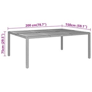 Table de jardin Gris - Polyrotin - Bois/Imitation - 200 x 75 x 200 cm