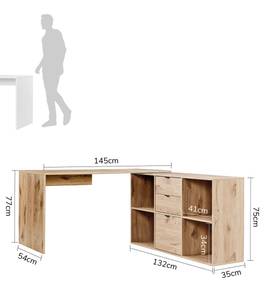 Eckschreibtisch mit Regal Der Produktive Eiche Dekor - 145 x 65 cm