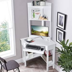 Schreibstisch mit Ablagen Weiß - Holzwerkstoff - 70 x 172 x 70 cm