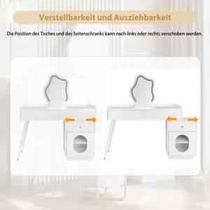 Schminktisch LED-Spiegel Zoom (2er Set) Weiß - Holzwerkstoff - Glas - Metall - 100 x 75 x 40 cm