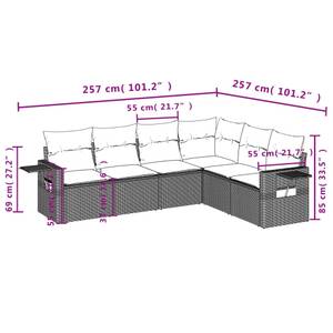 Gartensitzgruppe K502(6-tlg) Beige - Massivholz - 69 x 62 x 55 cm