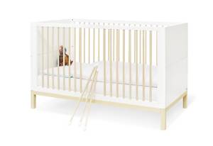 Lit de bébé évolutif Skadi Blanc - Bois manufacturé - 75 x 91 x 144 cm