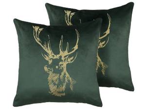 Coussin décoratif BLITZEN Doré - Vert - Textile - 45 x 12 x 45 cm