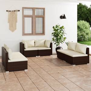 Garten-Lounge-Set (6-teilig) 3013635-12 Braun - Weiß - Metall - Polyrattan - 70 x 60 x 70 cm