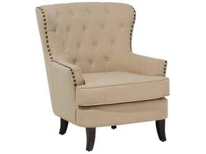 Fauteuil VIBORG Beige - Chêne foncé