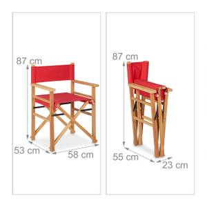 Roter Regiestuhl im 2er Set Braun - Rot - Holzwerkstoff - Textil - 58 x 87 x 53 cm