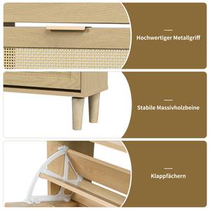 Sideboard Kommode Coeus Ⅲ Braun - Holzwerkstoff - Metall - Massivholz - Holzart/Dekor - 25 x 90 x 100 cm