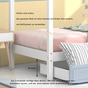 Stauraumbett HomeyⅠ Weiß - Holzwerkstoff - Massivholz - Holzart/Dekor - 97 x 161 x 207 cm