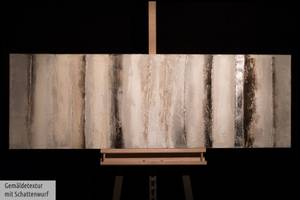 Acrylbild handgemalt Vanilla Sky Beige - Braun - Massivholz - Textil - Holz teilmassiv - 150 x 50 x 4 cm