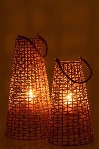 Lanterne Anaïs Braun - Holzwerkstoff - Rattan - 30 x 55 x 30 cm