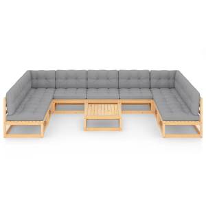 Garten-Lounge-Set (10-teilig) 3009752-2 Grau - Holz