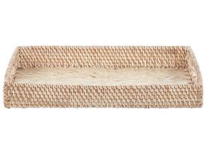 Tablett NDEBELE 2-tlg Beige - Blau - Grau - Silber - Rattan - 38 x 6 x 28 cm