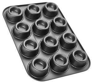 Zenker Cup-Cake-Backblech 12er Schwarz Schwarz - Metall - 27 x 42 x 3 cm