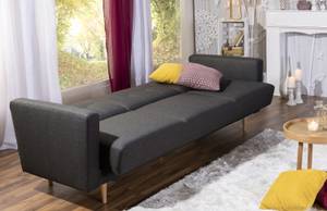 Jesper Sofa 3-Sitzer mit Bettfunktion Grau - Textil - Holz teilmassiv - 224 x 84 x 82 cm