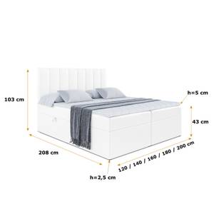 Boxspringbett OTTA Hochglanz Weiß - Breite: 180 cm - H3