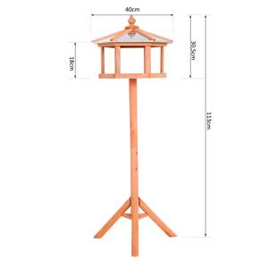 Vogelhaus mit Ständer Zinkdach D3-0006 Braun - Massivholz - 40 x 113 x 40 cm