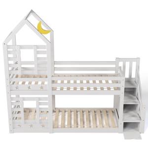 Etagenbett SkyAttic Ⅰ Weiß - Holzwerkstoff - Massivholz - Holzart/Dekor - 97 x 217 x 245 cm