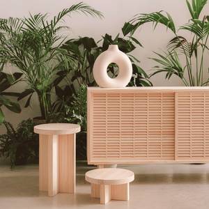 Hocker Denia Massivholz - Holzart/Dekor - 30 x 42 x 30 cm