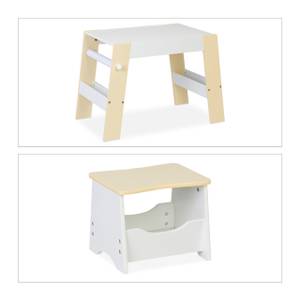 Kindersitzgruppe aus Hocker und Tisch Beige - Weiß - Holzwerkstoff - 73 x 50 x 46 cm