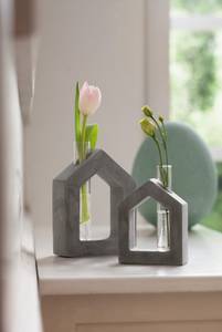 Vase Home 2er Set Grau - Stein - 12 x 17 x 4 cm