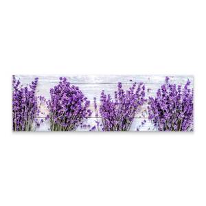 Tableau Sur Toile Lavande Fleurs Bois 3D Gris - Vert - Mauve - Textile - 145 x 45 x 45 cm