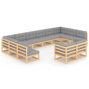 Garten-Lounge-Set (12-teilig) 3009767-2 Grau - Holz