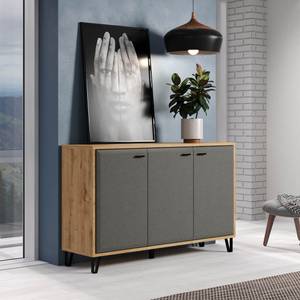 Buffet 3 portes L144 cm - BLANSHE Marron - En partie en bois massif - 42 x 90 x 144 cm