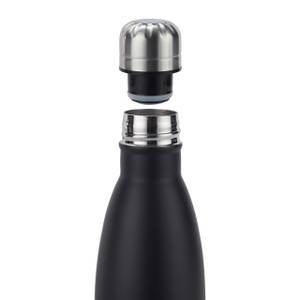 3 x Trinkflasche Edelstahl schwarz Schwarz - Silber