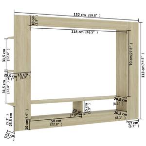 Meuble tv 3000145 Marron - Bois manufacturé - 22 x 113 x 152 cm