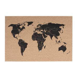 Tableau d'affichage World Map Noir - Bois massif - 40 x 40 x 60 cm
