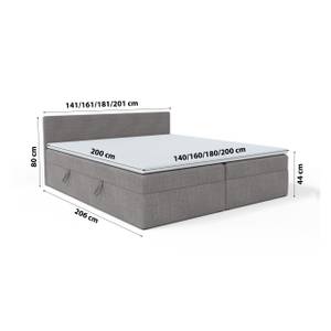 Boxspringbett Doppelbett Verdig Grau - Breite: 200 cm