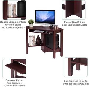 Bureau Informatique HW66120CF Rouge - Bois manufacturé - 77 x 77 x 120 cm