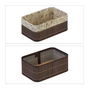 Aufbewahrungskorb 3er Set aus Bambus Beige - Braun - Bambus - Holzwerkstoff - Textil - 30 x 12 x 20 cm