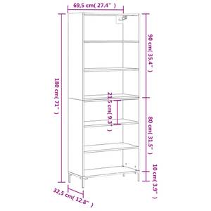 Highboard DE6215 Schwarz - Holzwerkstoff - 33 x 180 x 70 cm