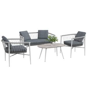 Rattan Gartenmöbel-Set 860-313V00GY Grau - Polyrattan - 68 x 67 x 121 cm