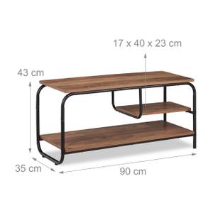 Meuble TV avec support Noir - Marron - Bois manufacturé - Métal - 90 x 43 x 35 cm