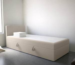 Einzelbett Torria Mini Basic Beige - Breite: 100 cm - Bettkasten links