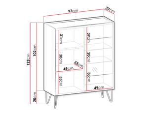 Vitrine - CALI Doré - Bois massif - 97 x 122 x 37 cm