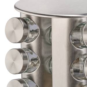 Drehbares Gewürzkarussell mit 20 Gläsern Silber - Glas - Metall - 20 x 34 x 20 cm